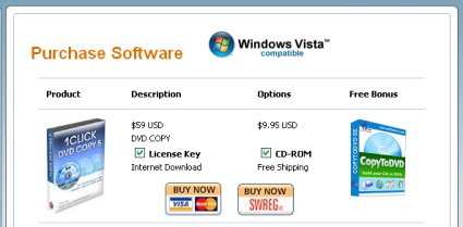 Your customer orders the cd or dvd from your site shopping cart or order buttons.